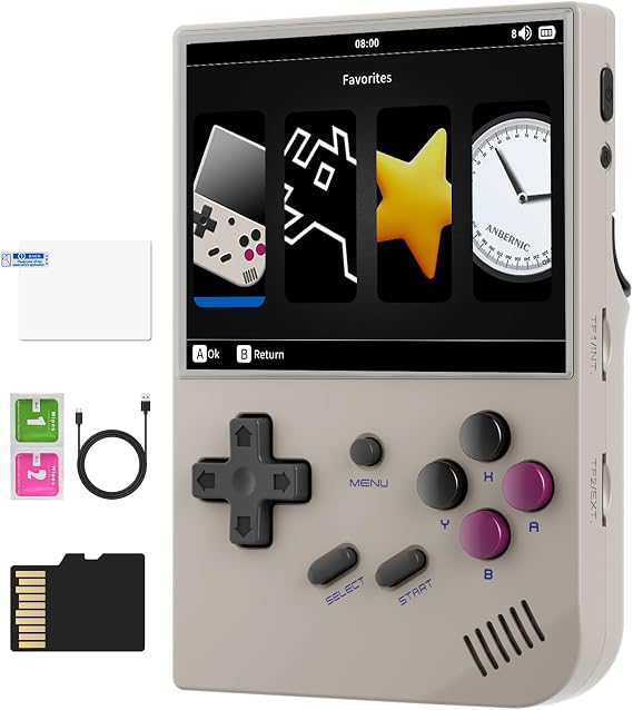 Anbernic RG35XX Retro Handheld Game Console Linux System HD and TV Output 3.5 Inch IPS Screen 64G TF Card 5500+ Classic Games 2600mAh Battery RG35XX Gray