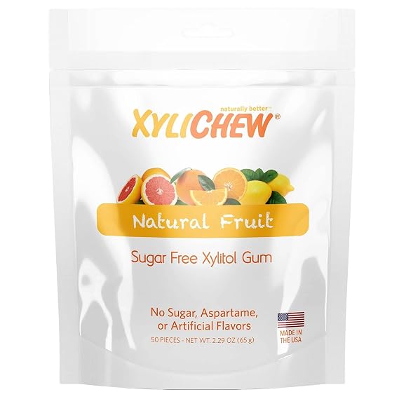 Xylichew Xylitol Gum - Sugar Free Chewing Gum - Fruit, 50 Count