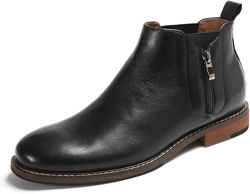 Men's Boots Genuine Leather Double Side Zip Easy On Off Leather Boots Comfort