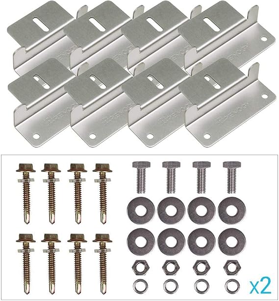 Renogy Solar Panel Z Brackets Holder 2 Sets, for Mounting Solar Panel Roof Mount Z Bracket with Nuts and Screws for Motorhome, Boat, Roof, Wall and Other Off-Gird Roof Installation, 8 Pieces