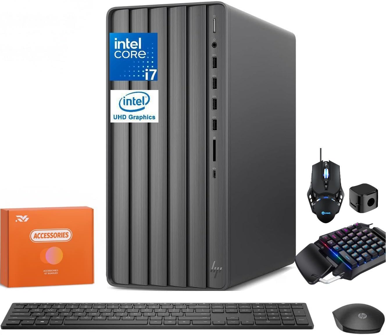 HP Envy Desktop Computer, Intel i7-14700 20-core, up to 5.4GHz, Microsoft Office Pro Lifetime, 64 GB RAM, 2 TB SSD, Intel UHD Graphics 770, Wi-Fi 6, Home & Business PC, Windows 11 Pro