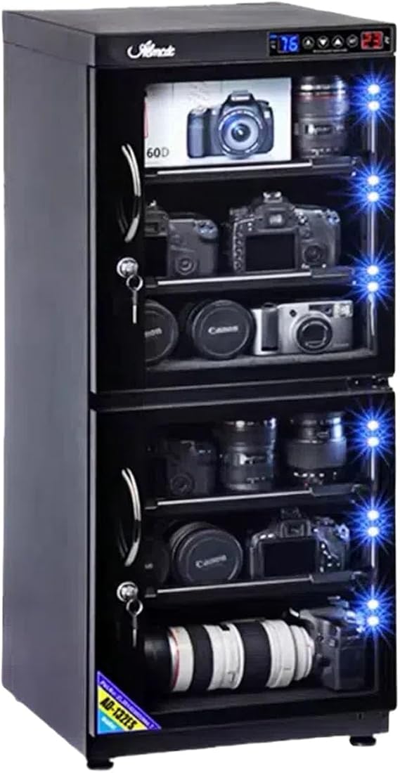 132L Dry Cabinet Camera Digital Control Dehumidifier Electronic Dry Box Noiseless and Energy Saving for Camera Lens & Electronic Equipment Storage, Temperature Humidity LED Dual Screen