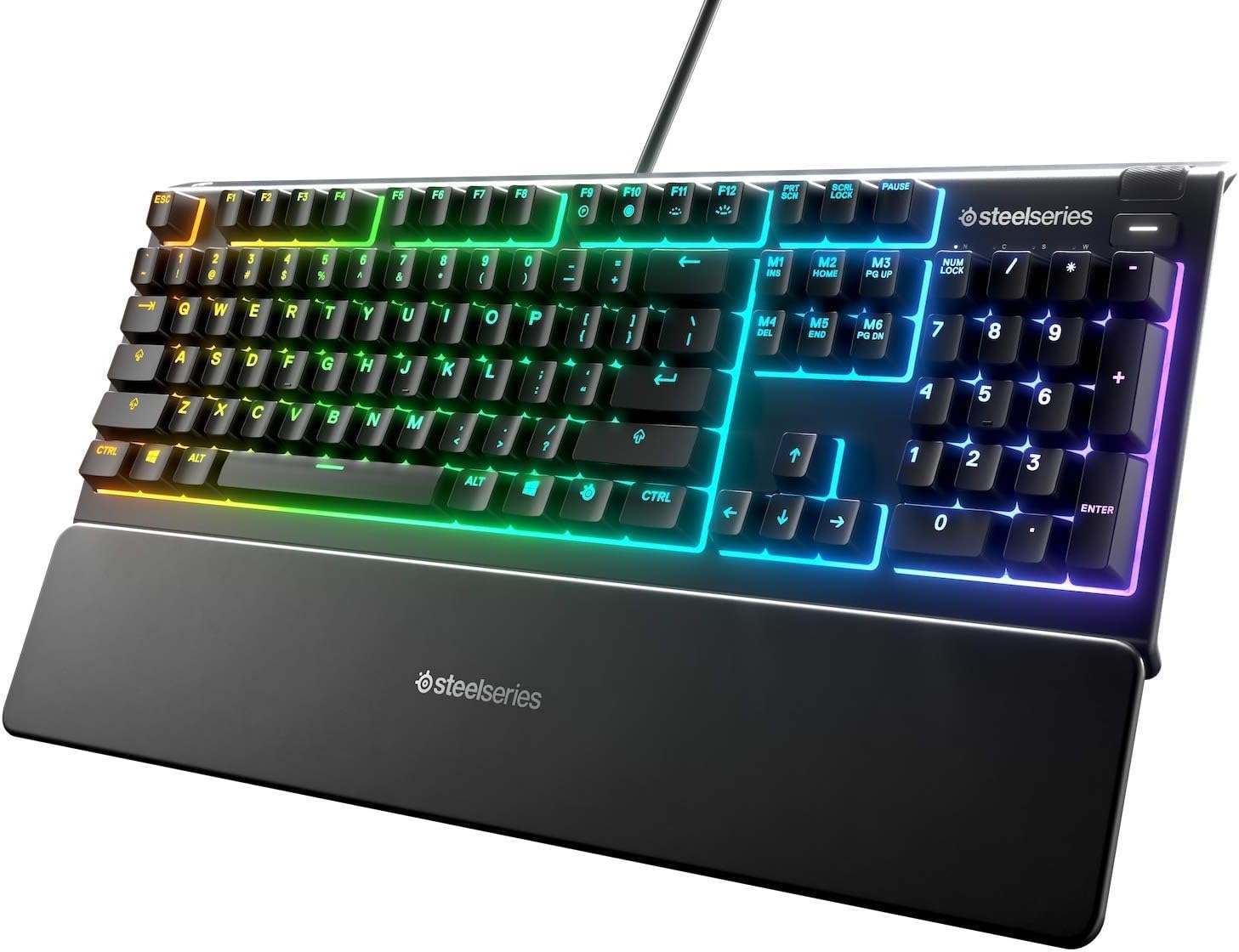 Steelseries Apex 3 Gaming Keyboard, 10 Zone Rgb Lighting, Silent Switch, Ip32 Liquid Durability, Premium Magnetic Wrist Support, Turkish Qwerty