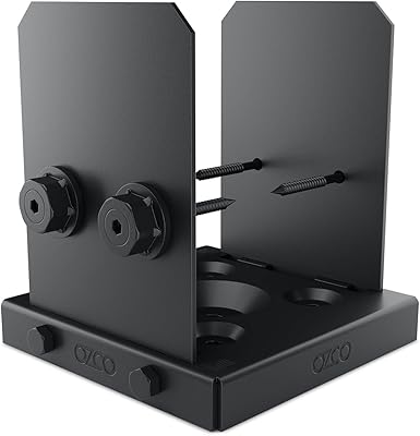Ozco Ironwood Lite 6x6 Post Base Kit, Includes 1 Post Base Plate, 4 Decorative Plates, 8 Hex Cap Nuts, OWT Timber Screws, Galvanized Steel for Pergolas | 52108