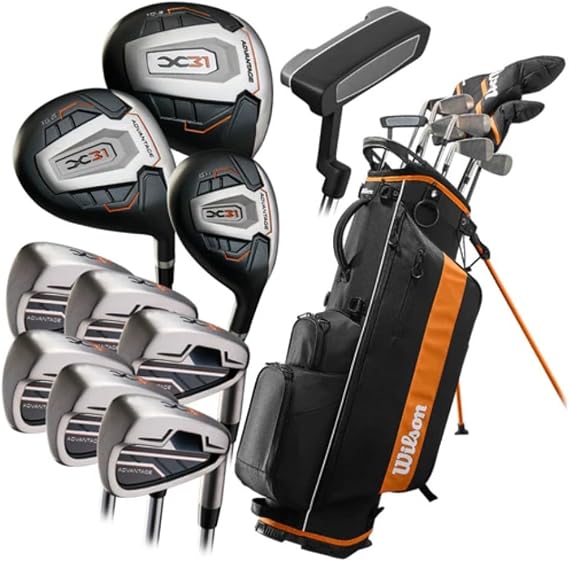 Wilson Golf Mens X31 Advantage Complete Package Set - Steel With Stand Bag - 1" Longer