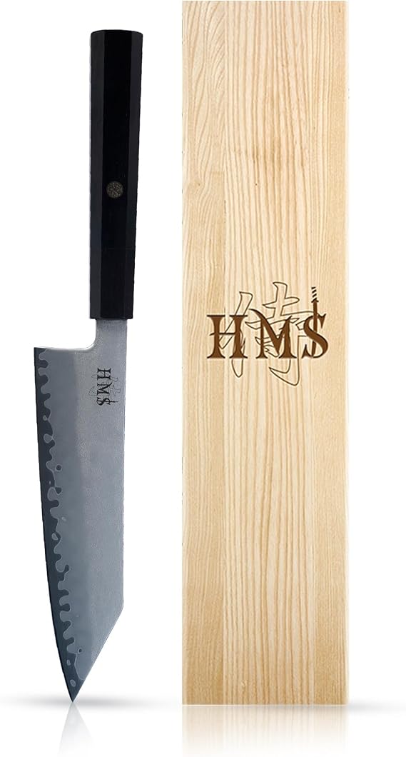 HMS 7-Inch Kiritsuke Chef Knife, Japanese HAP40 Triple-Layer Steel Kitchen Knife for Slicing and Chopping, Precision Kiritsuke Japanese Knife with Ergonomic Handle