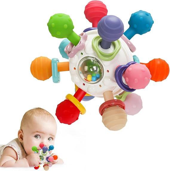 Circle Toys Bebek Montessori Duyusal Diş Kaşıyıcı Top – Motor Becerileri Gelişim Oyuncağı - Çok Renkli