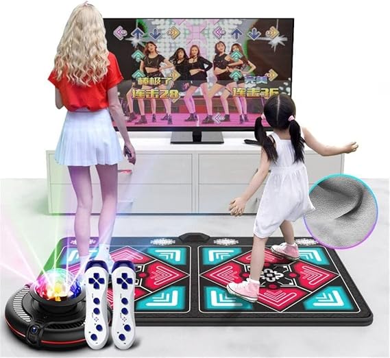 Dance Mat for Adult Kids, Non Slip Double User Dance Floor Mat with HD Camera Game Multi Function Host,Wireless Handle, Family Game Dance Machine