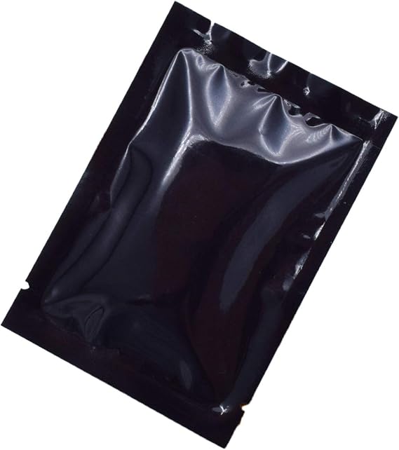 QQ Studio 100 PCS Metallic Mylar Foil Open Top Sealable Bags (6x9cm (2.3x3.5"), 100x Black)