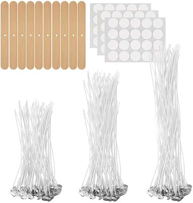 160 Pcs Candle Wick Kit - Cotton Wicks with Candle Making Tools,with 5 WoodCandle Wick Holders for Candle Making Wick & 4 Sheets Stickers, for Soy Waxfor DIY Candles Crafts Candle Making kit4 6 8
