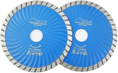 SHDIATOOL Diamond Waved Turbo Blade Dia 5 Inch Pack of 2 Cutting Concrete Brick Tile Granite Marble Masonry