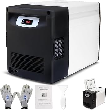 -123 F Ultra Low Temperature Freezer,45C~-86C Portable Lab Cryogenic 20L Countertop Refrigerator,Samples Flash Freezer for Laboratory Samples Storage,Scientific Research, Medical,Home (Black)