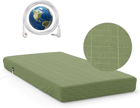 Earthing Grounding Fitted Sheet with Earth Connection Cable Pure Silver Fiber Conductive Bed Sheet, Green