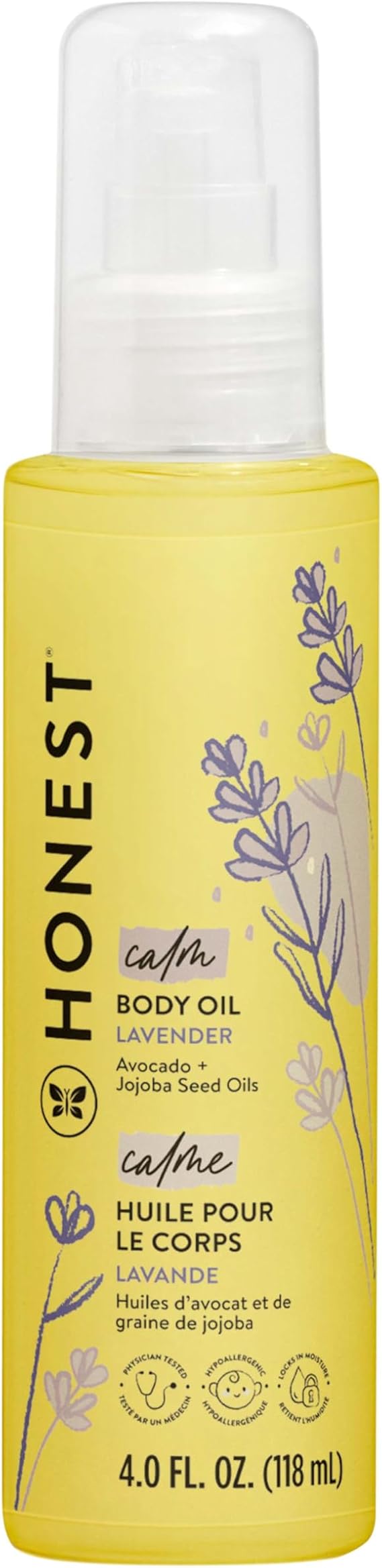 The Honest Company Body Oil, Hypoallergenic, Lavender Infused, 4.0 fl oz