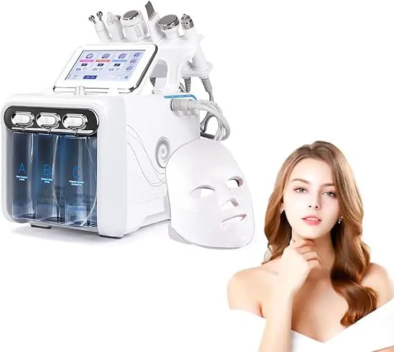 90KPA Hydro Oxygen Machine, 350W Hydrogen Oxygen Facial Beauty Machine,  with 6 Probes & 1 Mask, 7-inch Touch Screen Moisturing Beauty Sprayer, for Home Spa Beauty Salon
