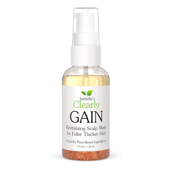 Isabella's Clearly GAIN with Rosemary Peppermint for Hair and Scalp | Natural Herbal Serum for Fuller Thicker Hair with Castor Oil | For Men & Women | Made in USA (4 Fl Oz)
