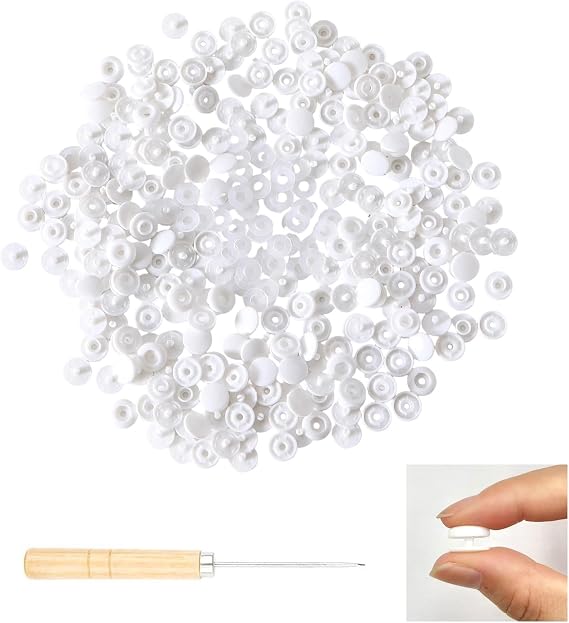 IMNTHO T5 Plastic Snaps,140 Set White Snap Buttons No Need Tools, No-Sew Snap Buttons for DIY Crafts Clothes Sewing