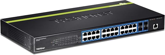 TRENDnet 24-Port Gigabit Layer 2 Switch with 4 Shared Mini-GBIC Slots, 48 Gbps Switching Capacity, SNMP, Lifetime Protection, TL2-G244