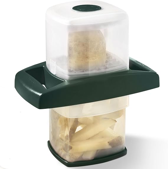 Starfrit Easy Fries Fry Cutter, Large Cutter, Nonskid Base, Clear & Green