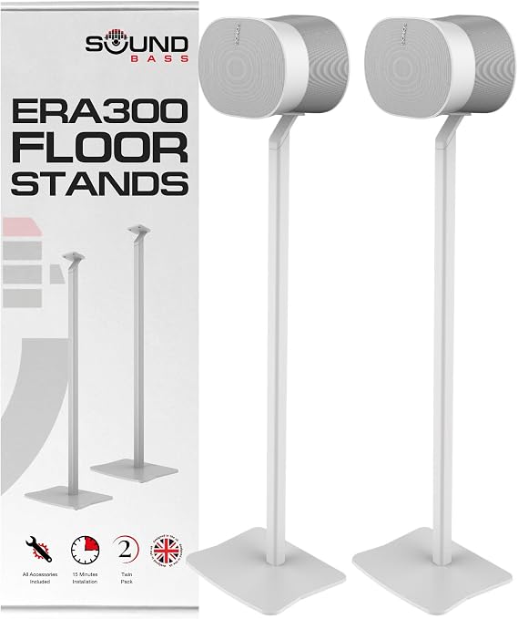 Sound Bass ERA300 Floor Stand, Twin (2pcs), White, Premium Metal Design