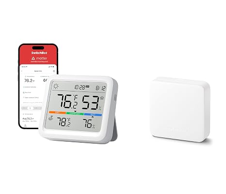 SwitchBot Bluetooth Temperature and Humidity Monitor Meter Pro Bundle with Hub Mini Smart Remote