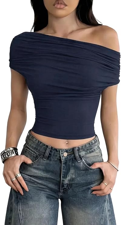 Women's Summer Off Shoulder Tops Boat Neck Sexy Backless Halter Sleeveless Top Going Out Slim Fitted Y2K Tight