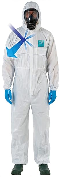 Ansell Healthcare WH20-B-92-177-04 MICROCHEM by AlphaTec Series 2000 Comfort Coverall with Collar, Breathable SMS Back Panel, Large, White (Pack of 25)