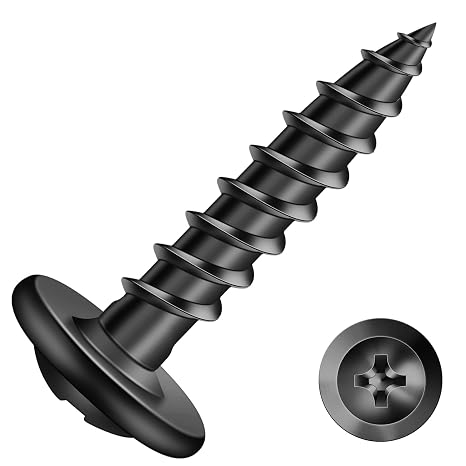 #8 x 3/4" Wood Screw 100Pcs Alloy Steel Standard Thread Truss Head Fast Self Tapping Black Oxide by SG TZH