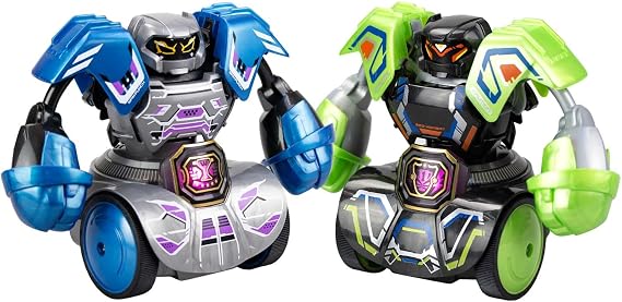 Robo Kombat Tornado 2’ Pack with Silverlit Voice and Light Remote Control - Black And Gray Robot