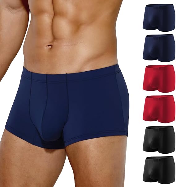 Men's Boxer Briefs 6 Pack, Mens Sexy Breathable Mens Trunks Underwear Silky Boxer Briefs