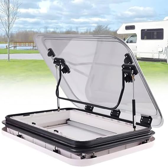RV Skylights Caravan Motorhome Roof Vent Hatch, Roof Window with LED Light Camper Windows Replacement Skylight,for Universal RV Motorhome Skylight Roof Vent Hatch 800 * 500mm