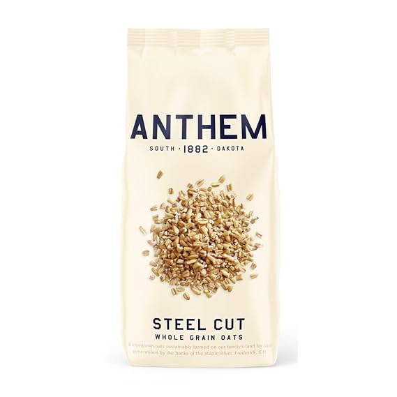 Anthem Steel Cut Oats for a Delicious & Nutritious Meal - Raise Your Mornings with Instant Oatmeal for a Quick & Satisfying Start - Each Bowl of Oatmeal is Packed with Fiber for Lasting Energy - 30oz