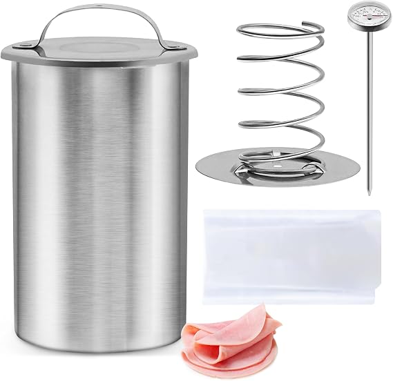 Deli Meat Press - Stainless Steel Ham Maker with Thermometer