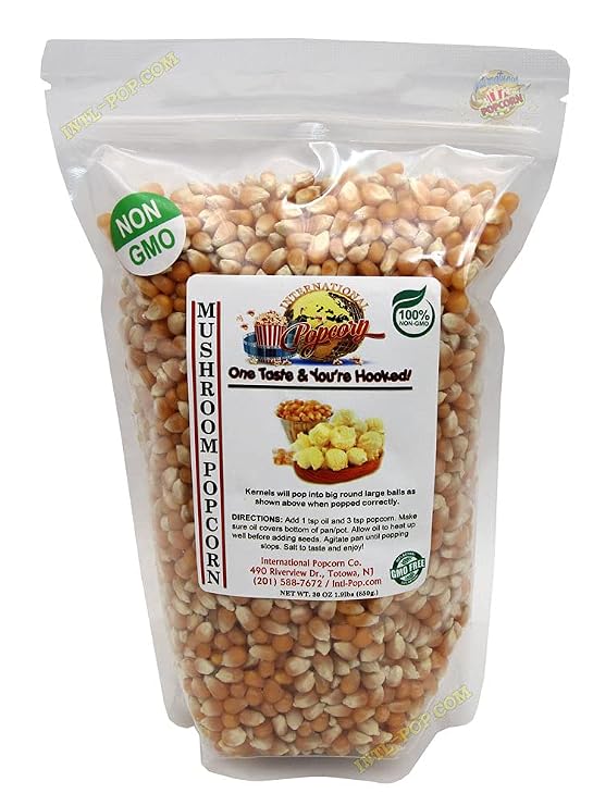 MUSHROOM Popcorn Kernels | Gluten free, Vegan | Great for Caramel or Candy popcorn, Low Calorie High Fiber Snack Perfect Movie Night | All Natural, Vegan, Non GMO, Gluten Free