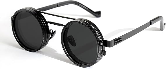 Adjustable Tint Sunglasses - Polarized ND Filter with 1-9 Gear Control, Round Anti-Glare UV Protection Eyewear