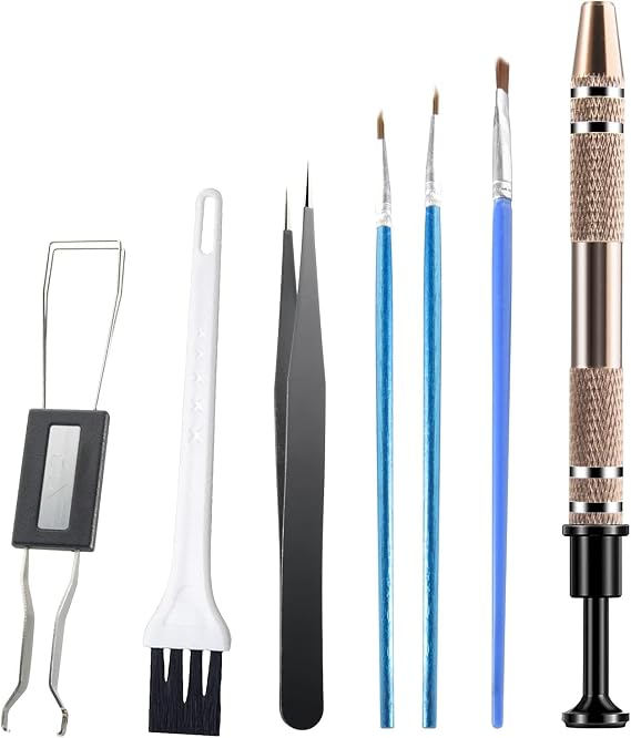HONKID Keyboard Lube Kit 7PCS, Keycap Puller Key Puller Switch Lube Station for Cherry Kailh Gateron and Mechanical Keyboard Switches with Tweezers Lubrication Pens and Stem Holder Tool Puller
