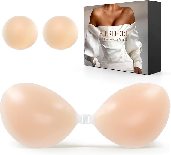 Sticky Bra Push Up Adhesive Bras Invisible Silicone Strapless Bra for Women with Nipple Covers