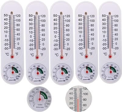 Indoor Outdoor Thermometer,Wall Thermometer Humidity Meter,Greenhouse Thermometer with CF,Hygrometer Temperature Humidity Gauge Meter for Patio Field Cellar Garden,Greenhouse ThermometerQINGZE5pcs