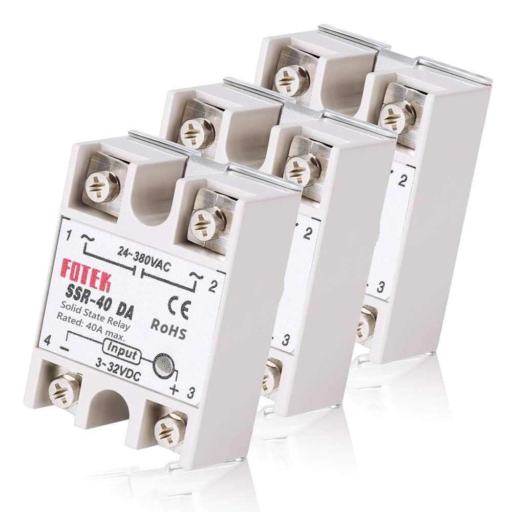 MYSWEETY 3PCS SSR-40DA Solid State Relay Single Phase Semi-Conductor Relay Input 3-32V DC Output 24-380V AC