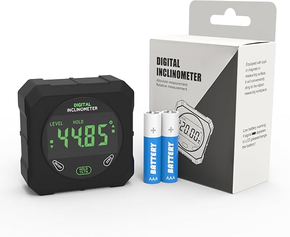 KNINE OUTDOORS Digital Angle Finder Strong Magnetic Angle Gauge, Cube Inclinometer with Backlight, Table Saw Miter Protractor, Woodworking Measuring Tool