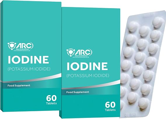 Iodine Supplement Tablets 400mcg High Strength Potassium Iodide - Non-GMO & Gluten-Free Iodine Supplement - Trace Mineral - UK Made (120)