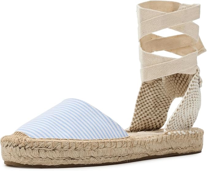 Soludos Women's Seersucker Lauren Lace-up Espadrille