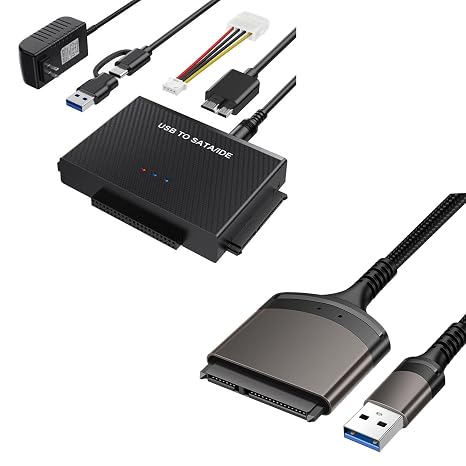 SATA IDE to USB Hard Drive Reader Adapter for 2.5 3.5 HHD SSD + USB to SATA Cable Adapter for 2.5 Inch SSD/HDD
