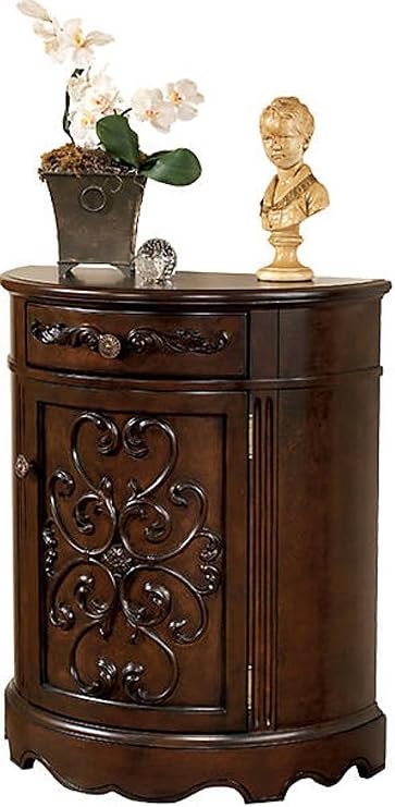 Ashley Furniture Signature Design - Norcastle Accent Cabinet - Antique Style - Semi Circle - Dark Brown