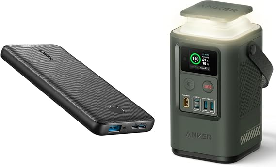 Anker Power Bank Power Station 60,000mAh,Portable Outdoor Generator 87W with Smart Digital Display with Anker Power Bank(PowerCore 10K),Compact Travel-Ready 10,000mAh Battery Pack