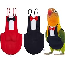 SUPERFINDINGS 2Pcs 2 Colors Parrot Flying Nappy Bird Diaper Harness Cockatiel Tuxedo Flight Suite Reusable Parrot Nappy Clothes Costume for Conure Macaw Budgies Parakeet