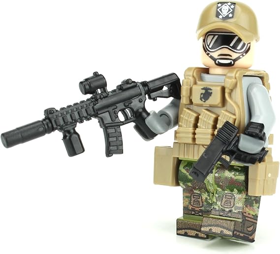 Battle Brick 1.6 Inches Tall Collectible Marine Raider Special Forces Minifigure Collectible Custom Minifigure | Genuine Military Minifig | Camo Printed in the USA | Great Gift for Teen to Adult AFOL