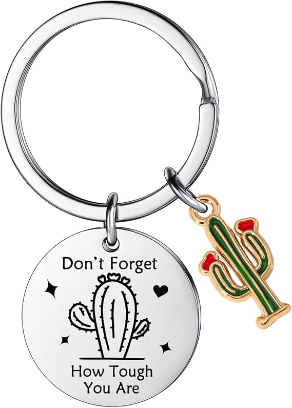 YEEQIN Inspirational Cactus Keychain For Women Friends Cactus Keychain Cactus Gifts For Cactus Lovers Birthday Graduation Gift For Sisters Brothers