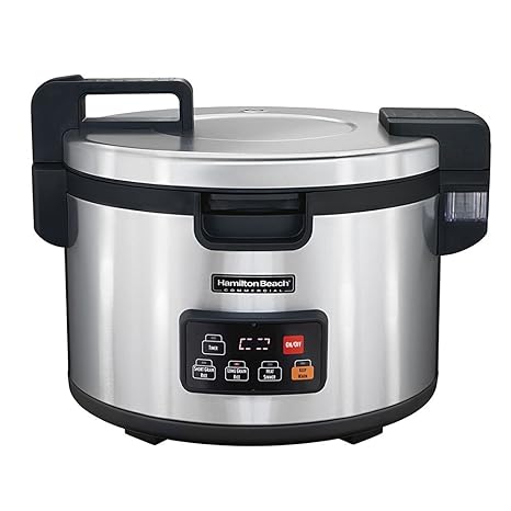 Hamilton Beach Commercial 37590 Rice Cooker/Warmer, 90 Cups Cooked Rice Capacity, Double-Wall Insulated, Nonstick Inner Pot, Hinged Lid, Stainless Steel Housing, NEMA 6-15P Plug Type, Conforms to NSF