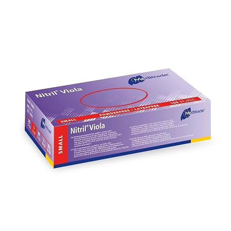 Meditrade Nitrile Gloves, Disposable, Powder-Free, Violet, Small, 100pcs